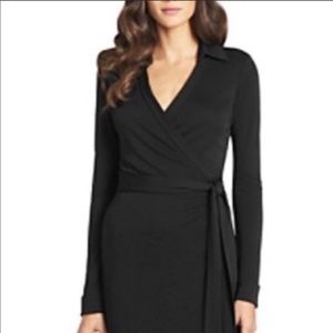 EUC Black DVF Midi Wrap Dress